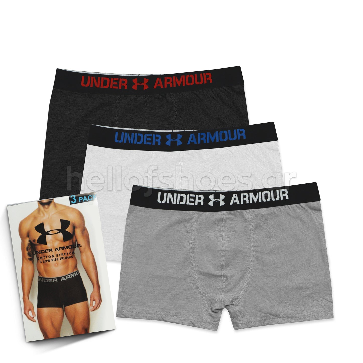 Ανδρικά Boxer Under Armour (3 Τεμάχια) – Βαμβακερά Εσώρουχα με Λογότυπο στη Ζώνη - Hellofshoes