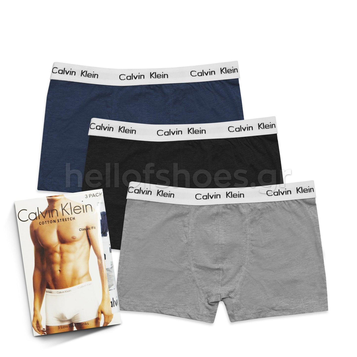 Ανδρικά Boxer Calvin Klein – Σετ 3 Τεμαχίων | Βαμβακερά Boxer με Ελαστική Μέση - Hellofshoes