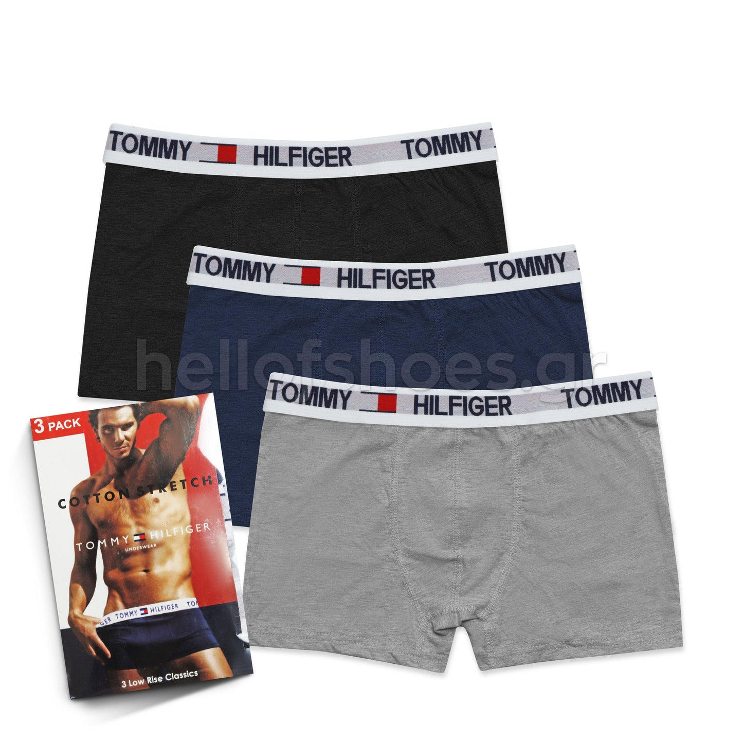 Ανδρικά Boxer Tommy Hilfiger – Σετ 3 Τεμαχίων | Βαμβακερά Εσώρουχα με Ελαστική Μέση - Hellofshoes