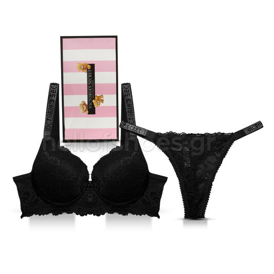 Σετ Εσωρούχων Victoria’s Secret – Δαντέλα Λεοπάρ με Strass & String