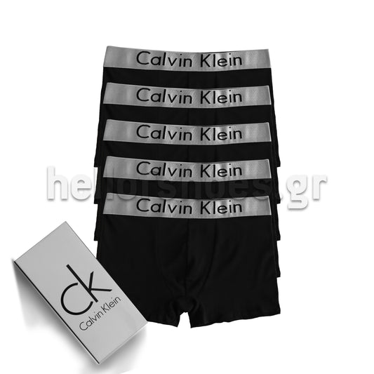Calvin Klein Ανδρικά Boxer (5 Τεμάχια) – Μαύρα με Γκρι Ζώνη Μέσης