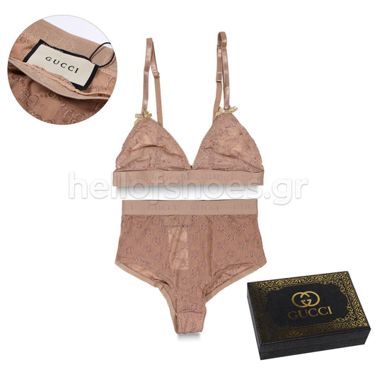 Γυναικείο Δαντελένιο Κορμάκι Gucci – Nude Beige - Hellofshoes