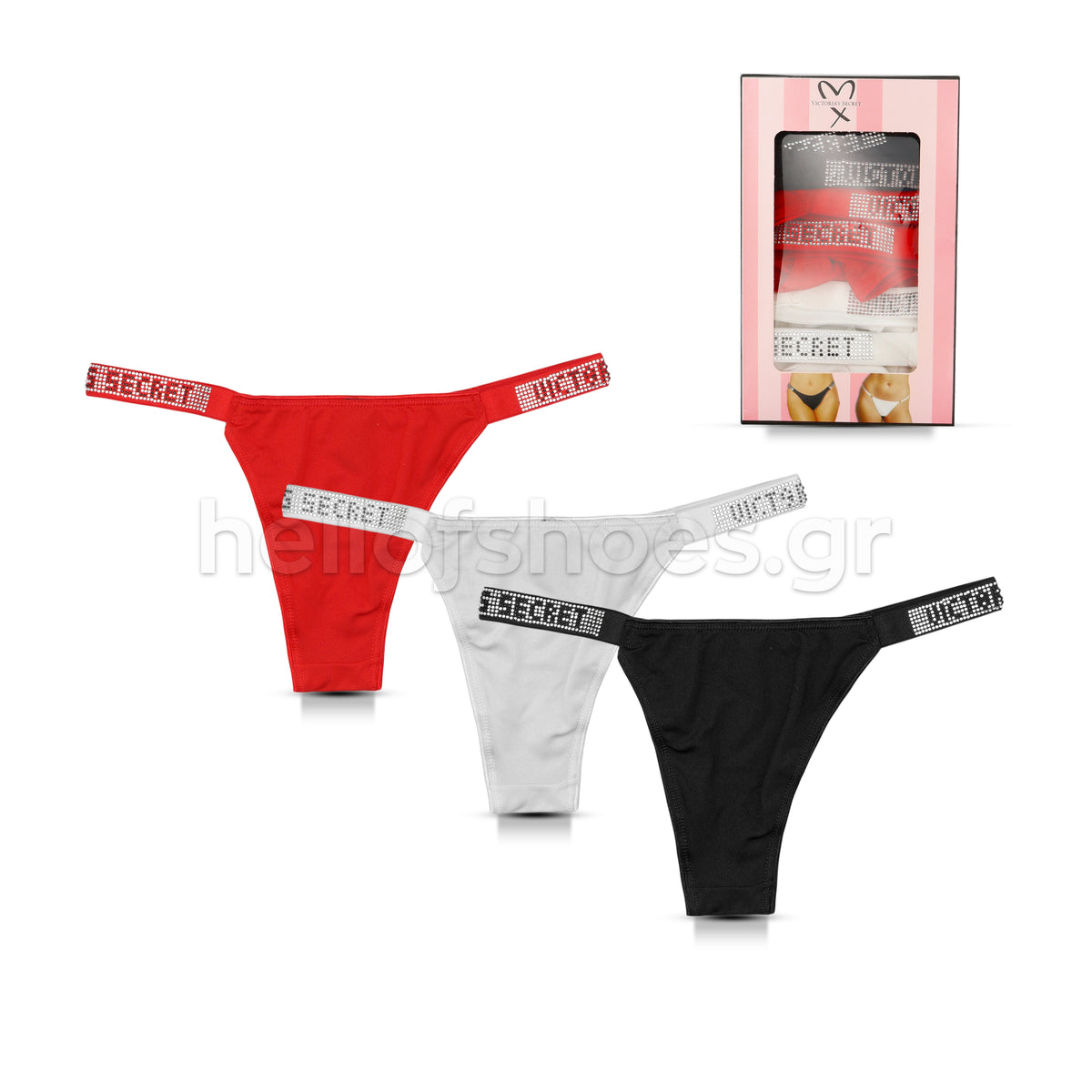 Victoria’s Secret – Σετ Γυναικεία String 3 Τεμαχίων με Strass Τιράντες