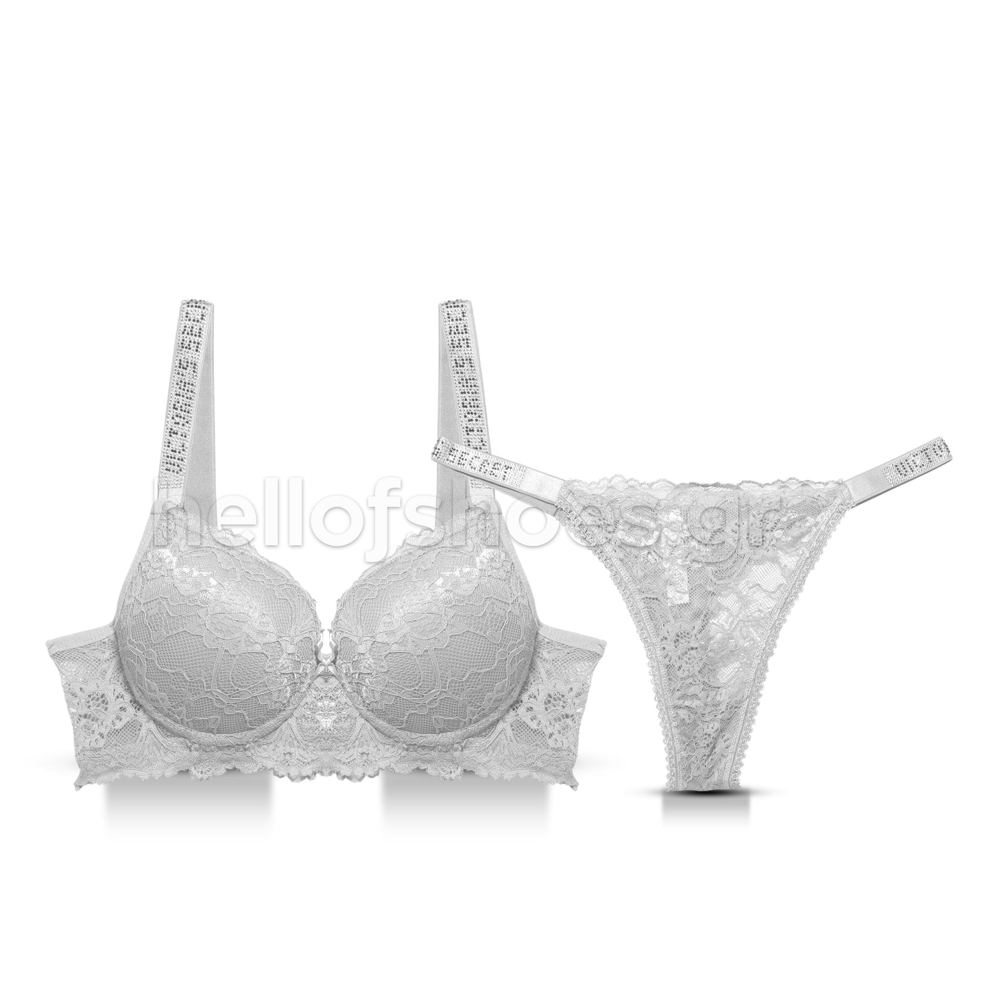Σετ Εσωρούχων Victoria’s Secret – Δαντέλα Άσπρο με Strass & String