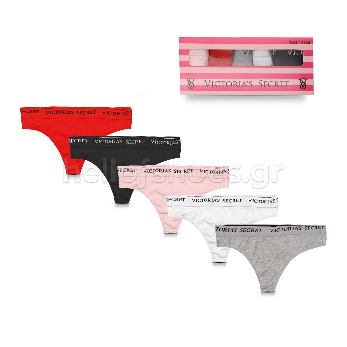 Victoria’s Secret – Σετ Γυναικεία String 5 Τεμαχίων με Logo Λάστιχο