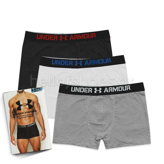 Ανδρικά Boxer Under Armour (3 Τεμάχια) – Βαμβακερά Εσώρουχα με Λογότυπο στη Ζώνη
