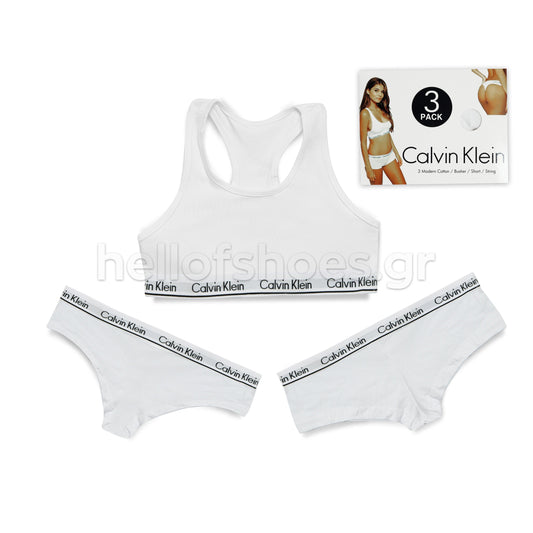 Σετ Εσώρουχα Calvin Klein – 3 Τεμάχια (1 Μπουστάκι & 2 Σλιπ) - Hellofshoes