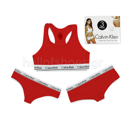 Σετ Εσώρουχα Calvin Klein – 3 Τεμάχια (1 Μπουστάκι & 2 Σλιπ) - Hellofshoes