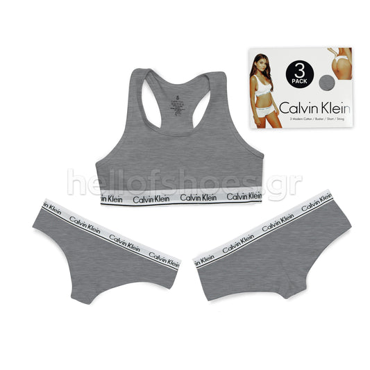 Σετ Εσώρουχα Calvin Klein – 3 Τεμάχια (1 Μπουστάκι & 2 Σλιπ) - Hellofshoes