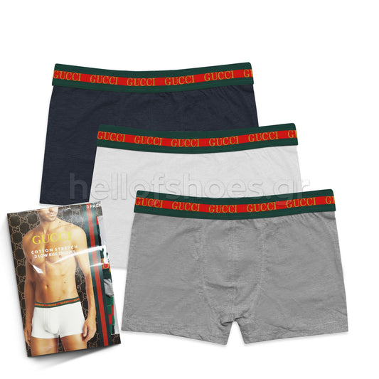 Ανδρικά Boxer Gucci (3 Τεμάχια) – Βαμβακερά Εσώρουχα με Κλασική Ζώνη Gucci