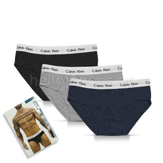 Ανδρικά Εσώρουχα Calvin Klein – Σετ 3 Τεμαχίων | Βαμβακερά Slips με Ελαστική Ζώνη