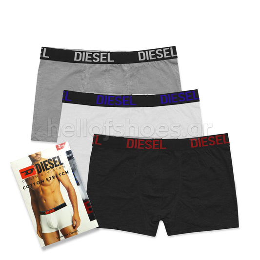 Ανδρικά Boxer Diesel (3 Τεμάχια) – Βαμβακερά Εσώρουχα με Ελαστική Ζώνη